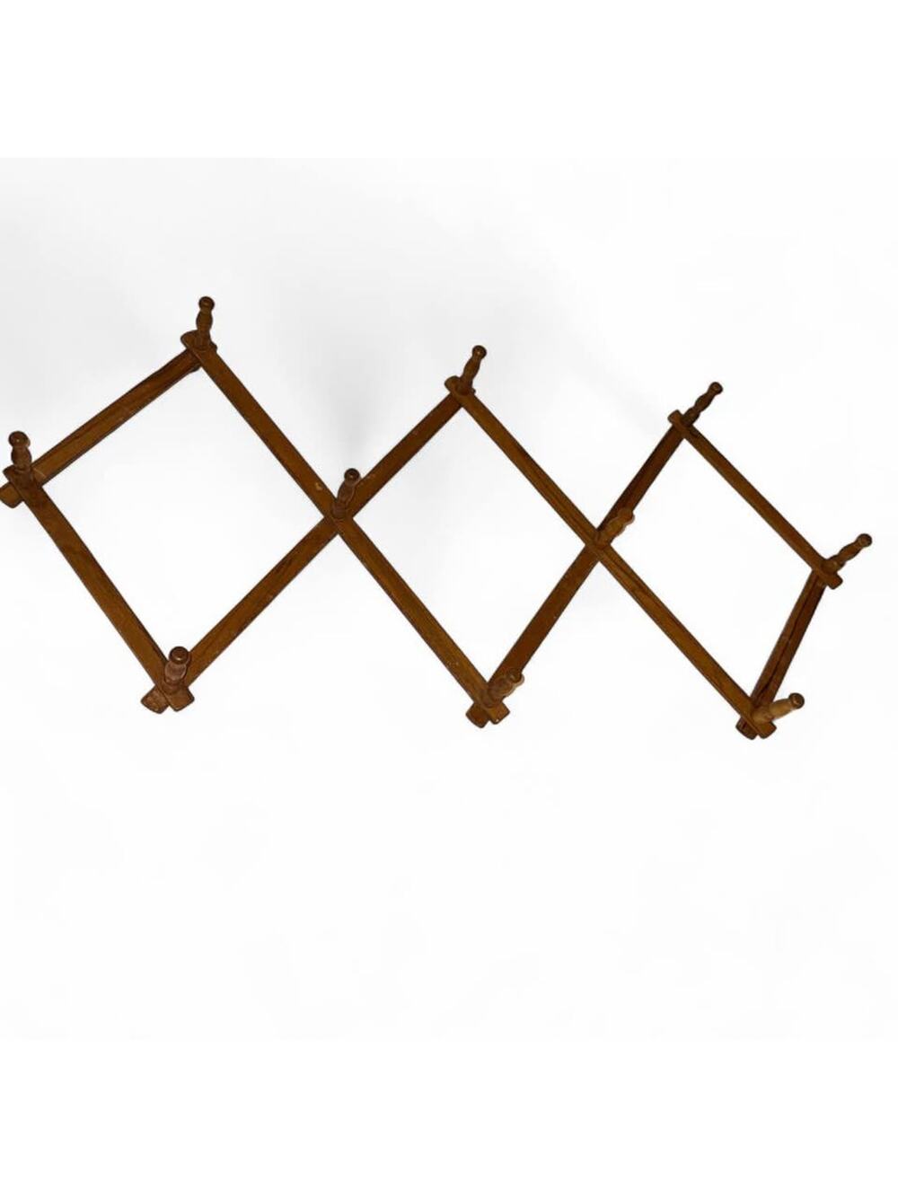 Vintage Wood Accordion Rack Expandable 10 Peg Cottagecore Grandmacore Decor